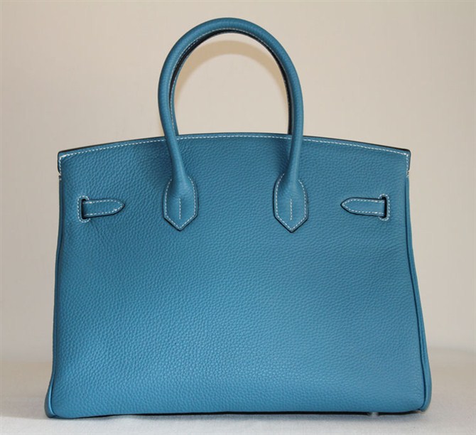 High Quality Fake Hermes Birkin Hello Kitty 35CM Togo Leather Bag Blue HK0001 (3)